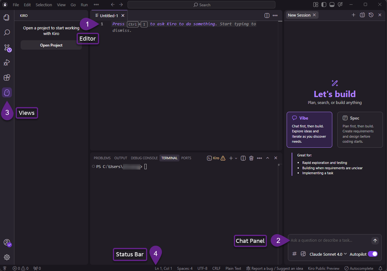 Kiro IDE interface