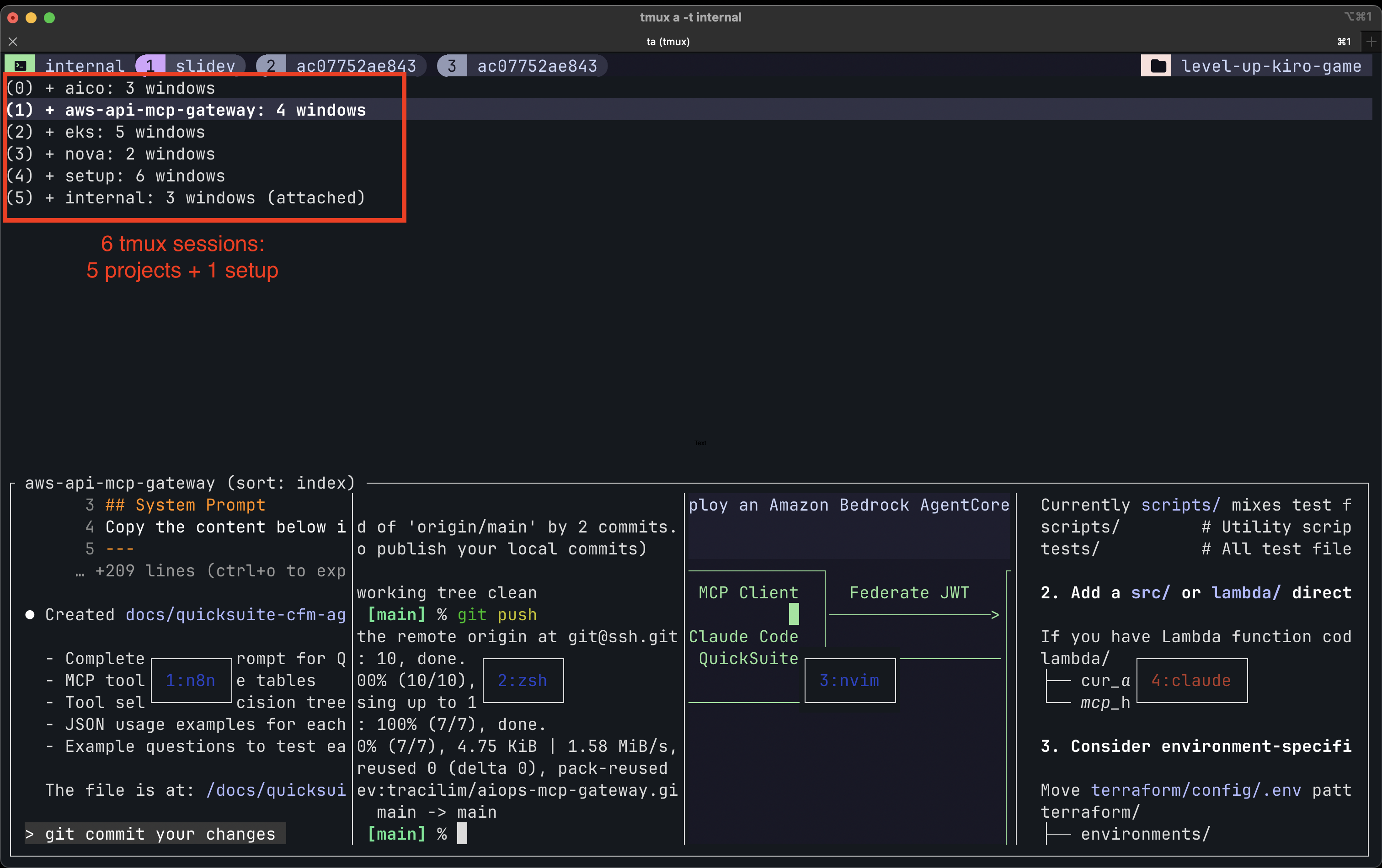 Multiple tmux sessions with Claude Code